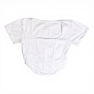 Angel Cult White Square Neck Short Sleeve Corset Crop Top